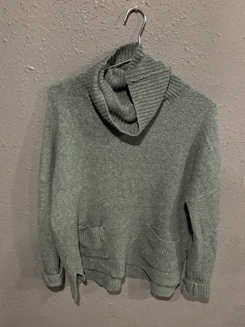 Cynthia Rowley Sage Green Turtleneck Sweater with Front Pockets